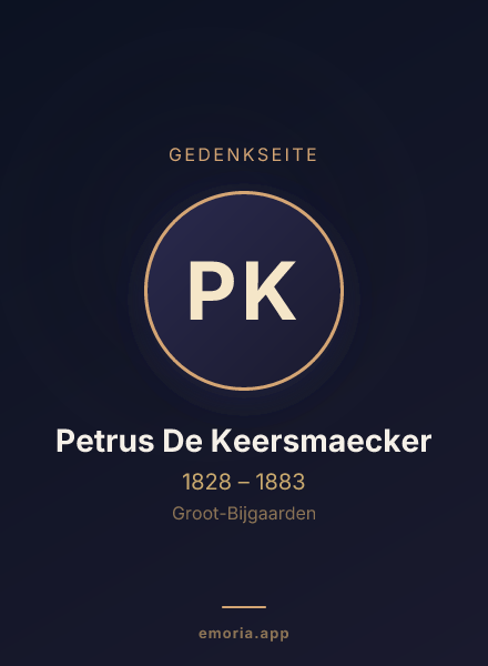 Gedenkportrait von Petrus De Keersmaecker