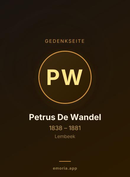Gedenkportrait von Petrus De Wandel
