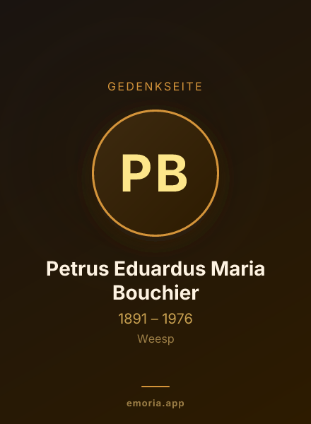 Gedenkportrait von Petrus Eduardus Maria Bouchier