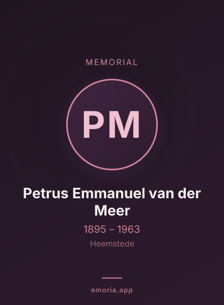 Memorial portrait of Petrus Emmanuel van der Meer