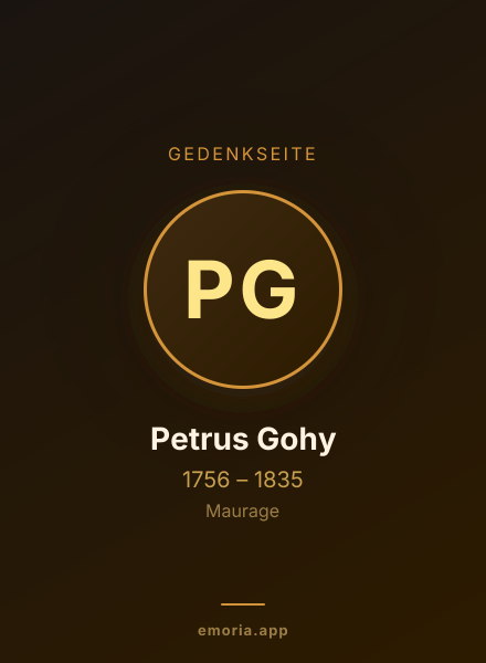 Gedenkportrait von Petrus Gohy