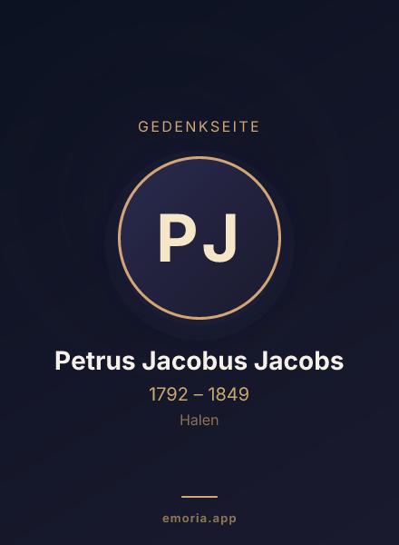 Gedenkportrait von Petrus Jacobus Jacobs