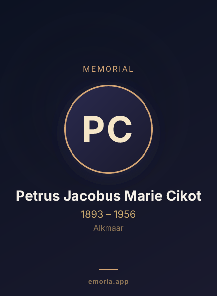 Memorial portrait of Petrus Jacobus Marie Cikot