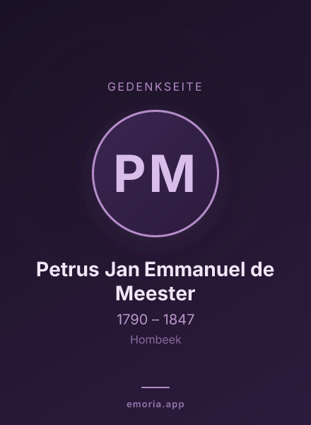 Gedenkportrait von Petrus Jan Emmanuel de Meester