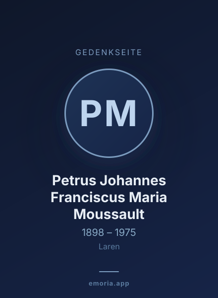Gedenkportrait von Petrus Johannes Franciscus Maria Moussault