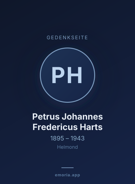 Gedenkportrait von Petrus Johannes Fredericus Harts