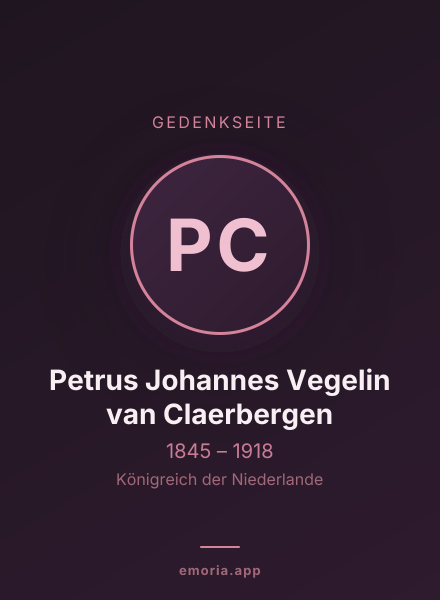 Gedenkportrait von Petrus Johannes Vegelin van Claerbergen