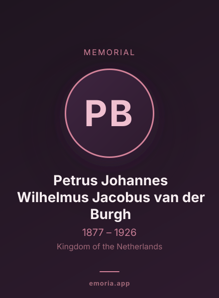 Memorial portrait of Petrus Johannes Wilhelmus Jacobus van der Burgh