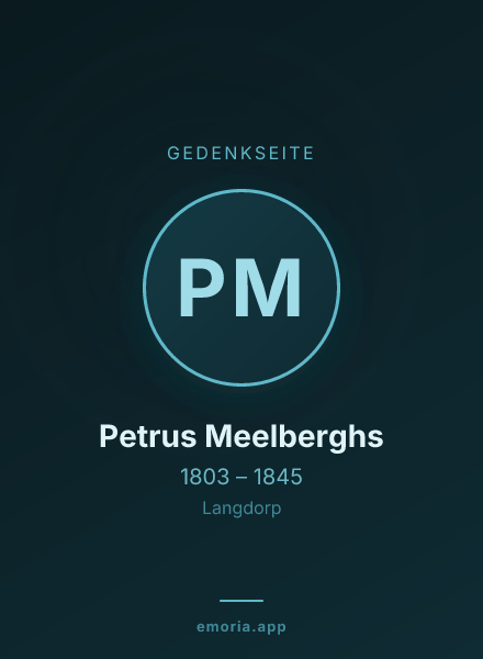 Gedenkportrait von Petrus Meelberghs