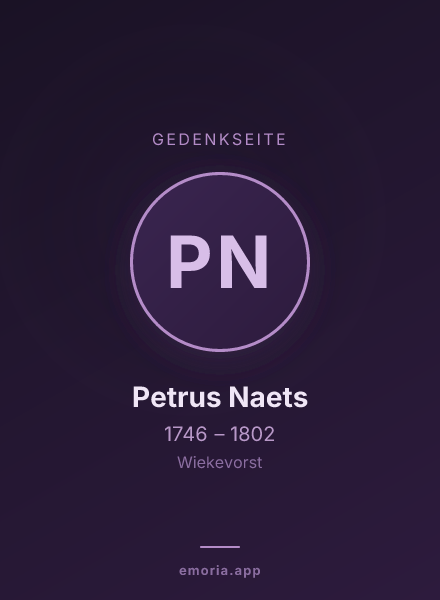 Gedenkportrait von Petrus Naets