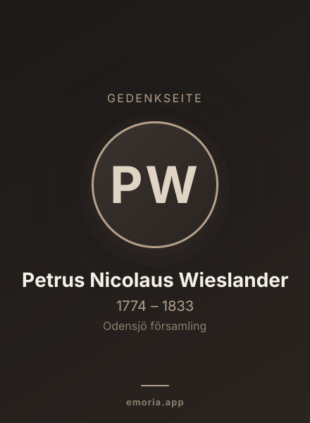 Gedenkportrait von Petrus Nicolaus Wieslander