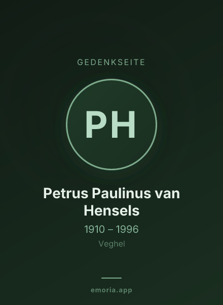 Gedenkportrait von Petrus Paulinus van Hensels