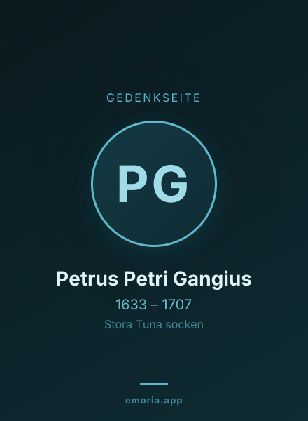 Gedenkportrait von Petrus Petri Gangius