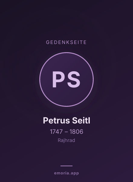 Gedenkportrait von Petrus Seitl