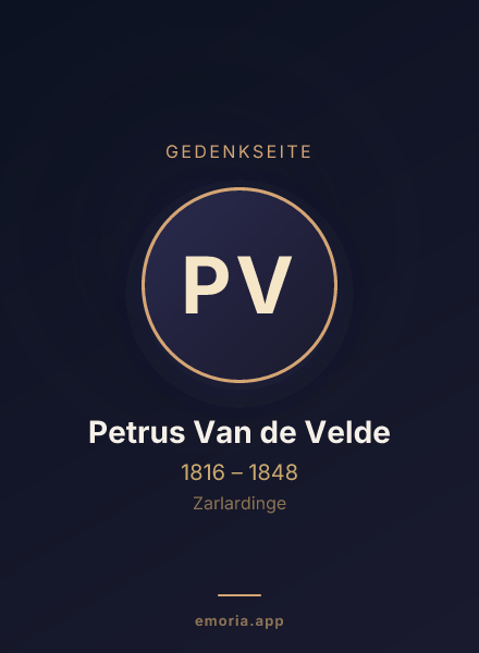 Gedenkportrait von Petrus Van de Velde
