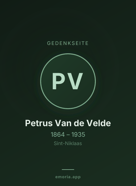 Gedenkportrait von Petrus Van de Velde