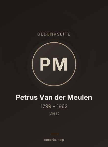 Gedenkportrait von Petrus Van der Meulen