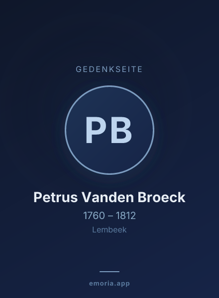 Gedenkportrait von Petrus Vanden Broeck