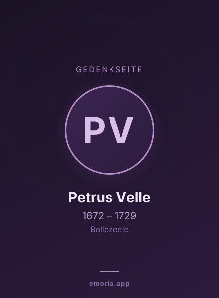 Gedenkportrait von Petrus Velle