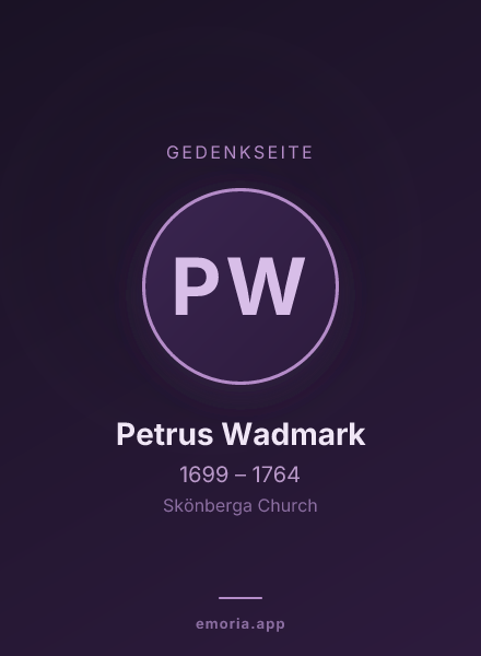Gedenkportrait von Petrus Wadmark