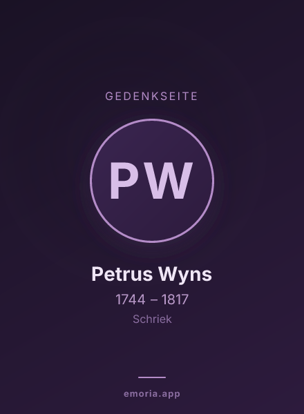 Gedenkportrait von Petrus Wyns