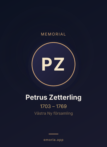 Memorial portrait of Petrus Zetterling