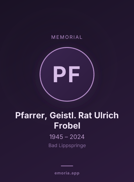 Memorial portrait of Pfarrer, Geistl. Rat Ulrich Frobel