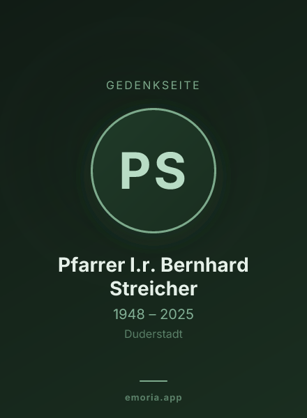 Gedenkportrait von Pfarrer I.r. Bernhard Streicher