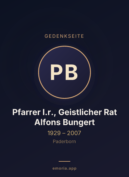 Gedenkportrait von Pfarrer I.r., Geistlicher Rat Alfons Bungert