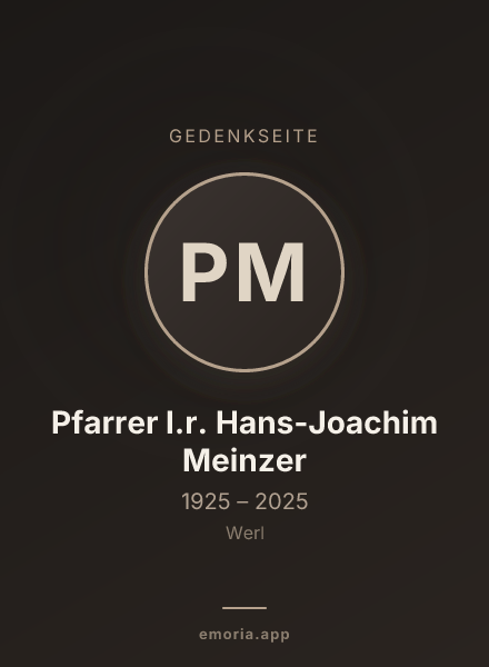 Gedenkportrait von Pfarrer I.r. Hans-Joachim Meinzer