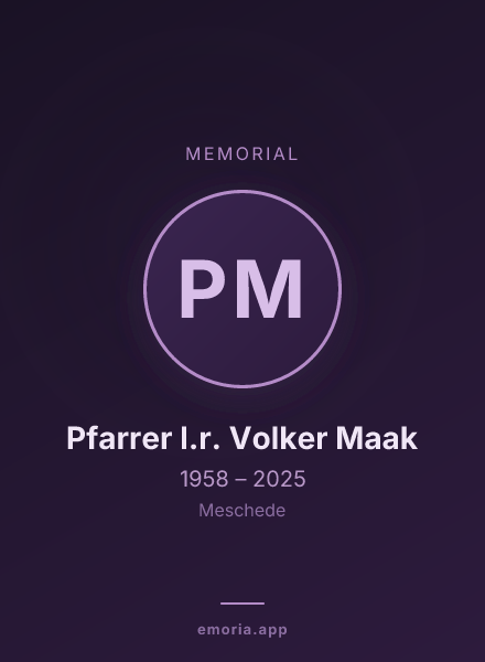 Memorial portrait of Pfarrer I.r. Volker Maak