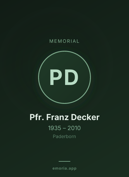 Memorial portrait of Pfr. Franz Decker