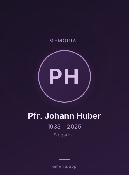 Memorial portrait of Pfr. Johann Huber