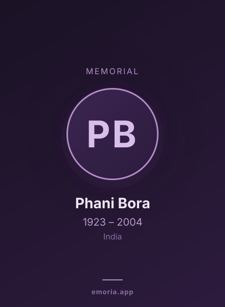 Memorial portrait of Phani Bora