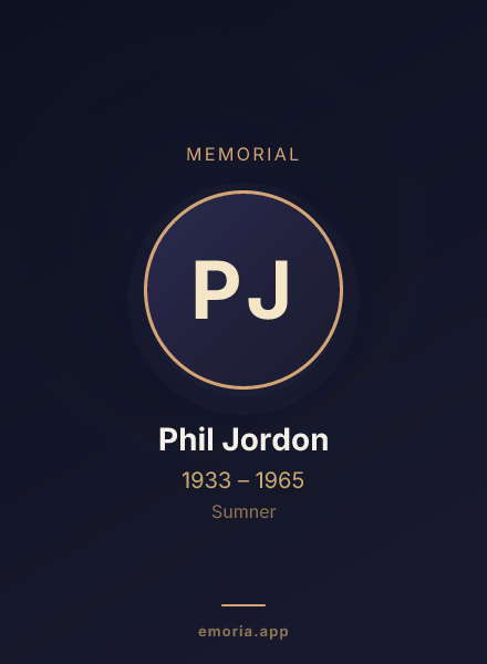 Memorial portrait of Phil Jordon