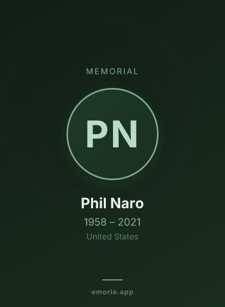 Memorial portrait of Phil Naro