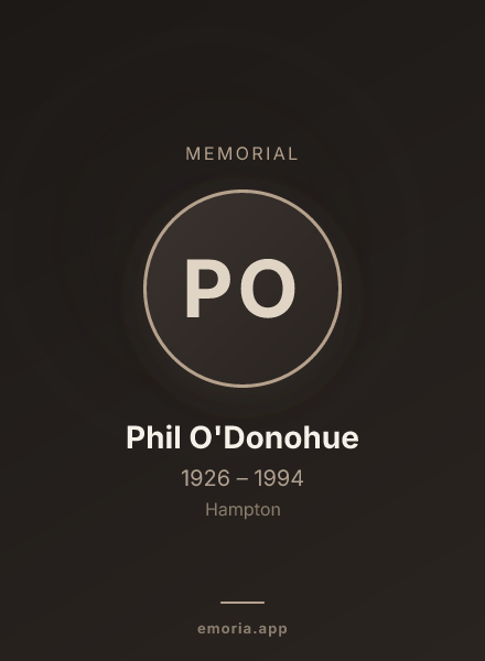 Memorial portrait of Phil O'Donohue