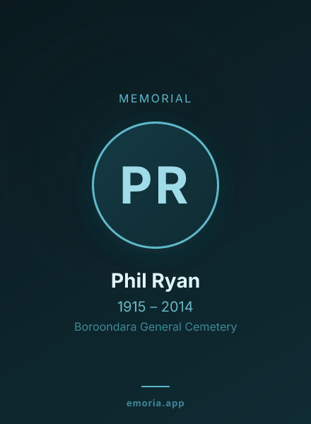 Memorial portrait of Phil Ryan