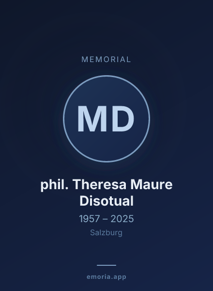 Memorial portrait of Mag. phil. Theresa Maure Disotual