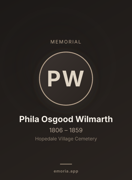 Memorial portrait of Phila Osgood Wilmarth