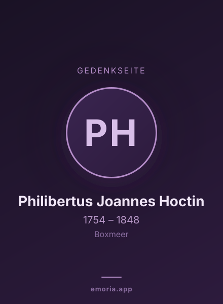 Gedenkportrait von Philibertus Joannes Hoctin