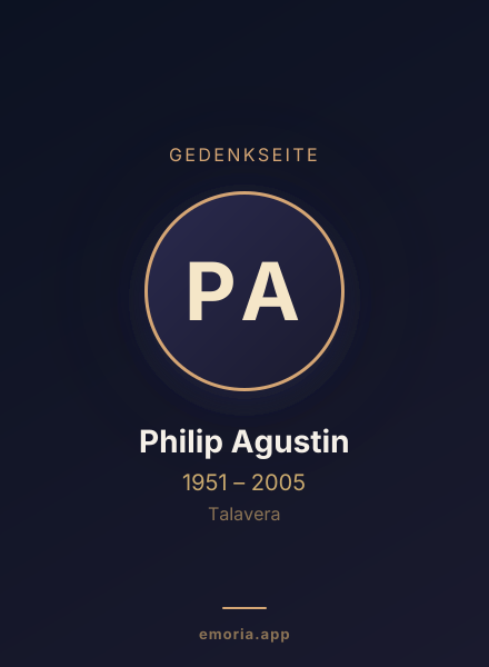 Gedenkportrait von Philip Agustin