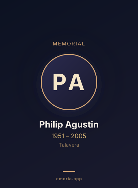 Memorial portrait of Philip Agustin
