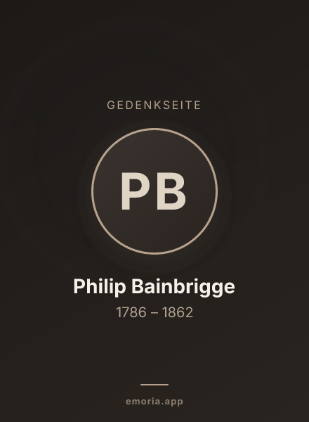 Gedenkportrait von Philip Bainbrigge