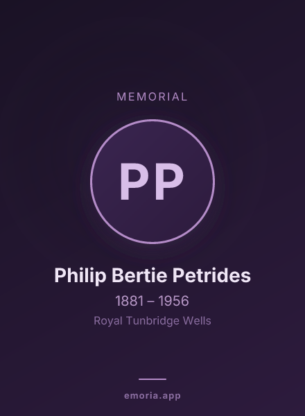 Memorial portrait of Philip Bertie Petrides