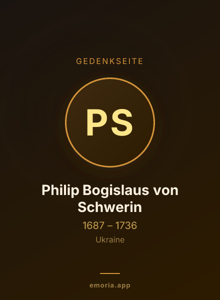 Gedenkportrait von Philip Bogislaus von Schwerin