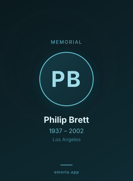 Memorial portrait of Philip Brett