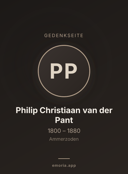 Gedenkportrait von Philip Christiaan van der Pant