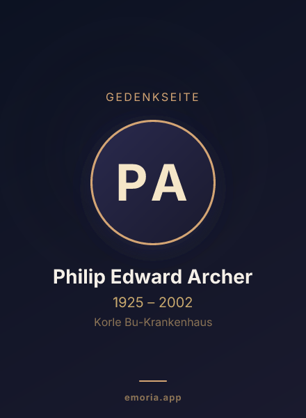 Gedenkportrait von Philip Edward Archer