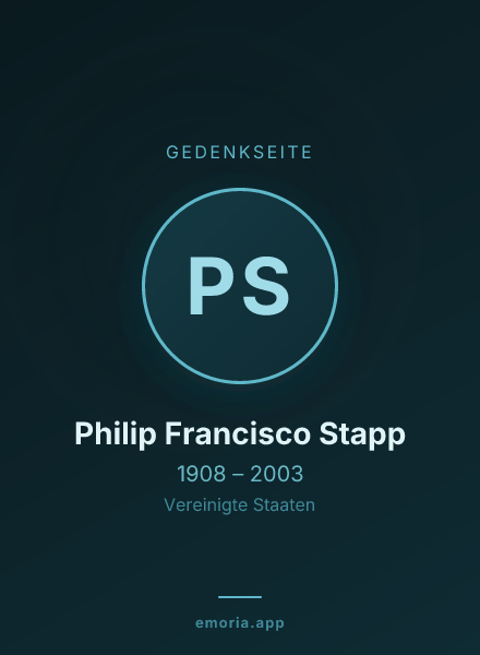 Gedenkportrait von Philip Francisco Stapp